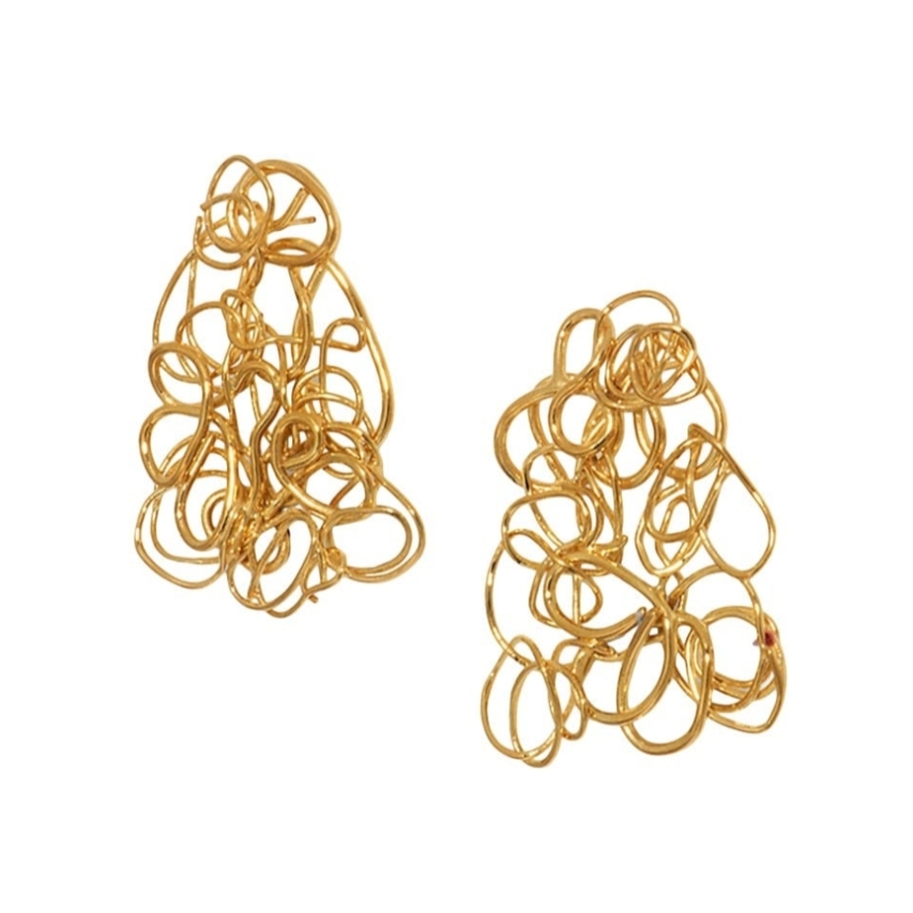 Artisan Gold Loop Cluster Drop Earrings